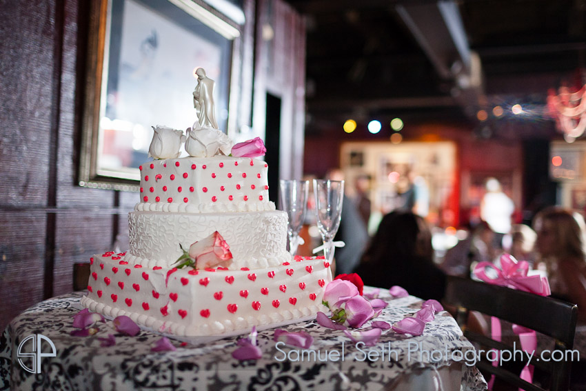 Erin and Nick Pink Leopard Print Wedding Cake