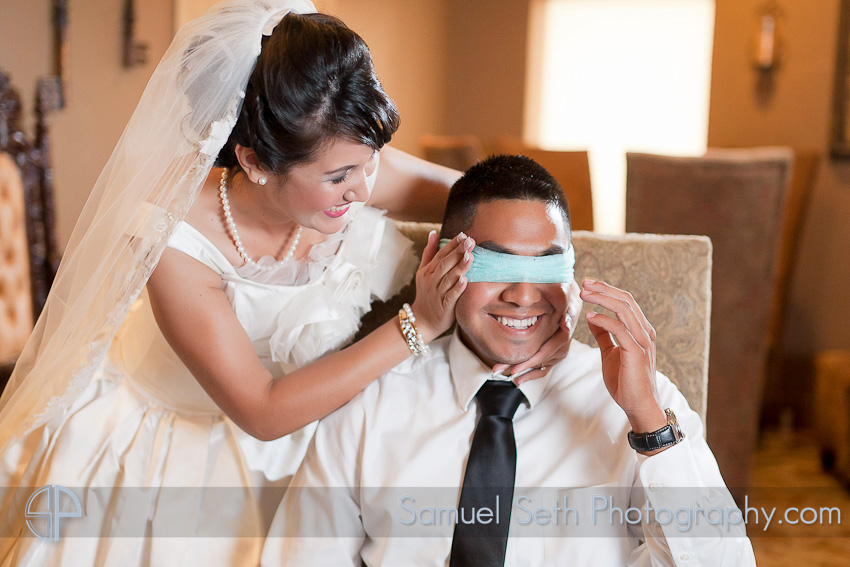Blindfolded Groom Bridals Houston The Heights Villa