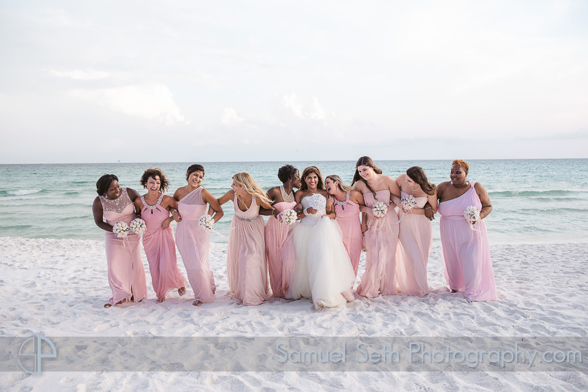 Bridal Party on Beach Photo