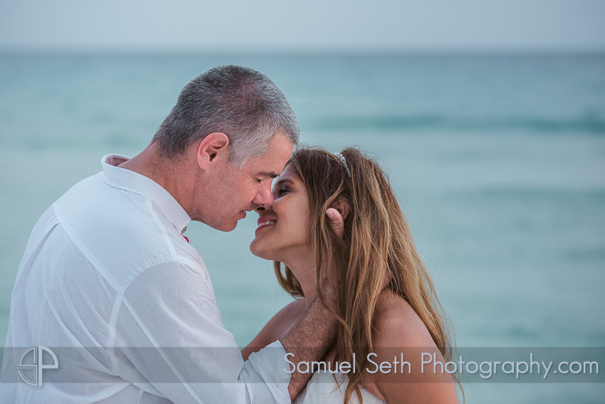 bride and groom on destin florida beach